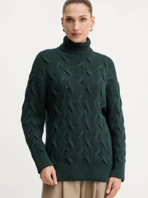Armani Exchange sweter damski kolor zielony lekki z golfem XW000780 AF16638