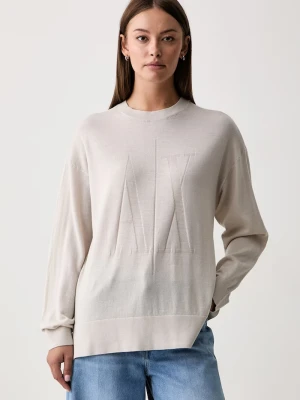 Armani Exchange sweter damski wełniany beżowy