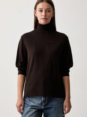 Armani Exchange sweter damski wełniany brązowy