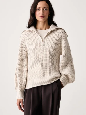 Armani Exchange sweter damski z wełną beżowy