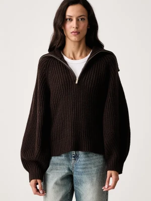 Armani Exchange sweter damski z wełną brązowy