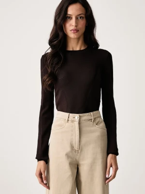 Armani Exchange sweter damski z wiskozą brązowy