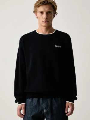 Armani Exchange sweter męski z bawełną granatowy
