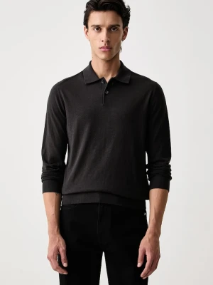 Armani Exchange sweter męski z dodatkiem wełny czarny