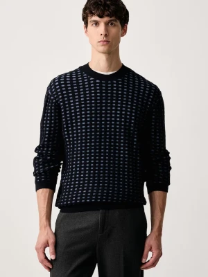 Armani Exchange sweter męski z wełną granatowy