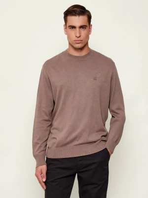 Armani Exchange Sweter | Regular Fit | z dodatkiem jedwabiu beżowy