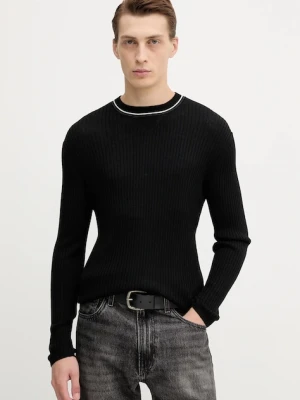 Armani Exchange sweter wełniany męski kolor czarny lekki XM000893 AF14007