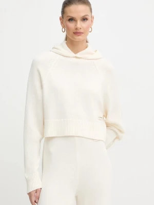 Armani Exchange sweter z dodatkiem wełny damski kolor kremowy lekki z półgolfem XW000767 AF13774