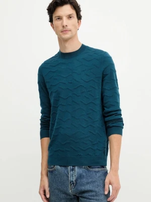 Armani Exchange sweter z dodatkiem wełny męski kolor turkusowy lekki XM001560 AF11982