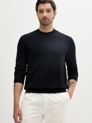 Armani Exchange sweter z domieszką jedwabiu granatowy