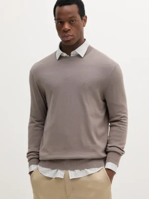 Armani Exchange sweter z domieszką jedwabiu męski kolor beżowy lekki XM000338 AF12291