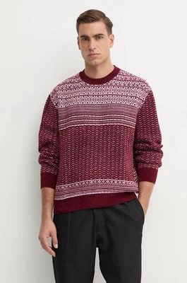 Armani Exchange sweter z domieszką wełny męski kolor bordowy lekki XM000028 AF10351