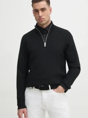 Zdjęcie produktu Armani Exchange sweter z domieszką wełny męski kolor czarny lekki z półgolfem 6DZM6L ZM5BZ