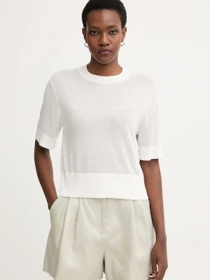 Armani Exchange sweter z krótkim rękawem damski z dodatkiem lnu