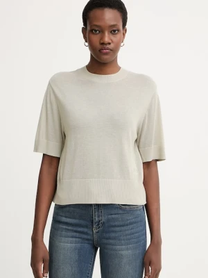 Armani Exchange sweter z krótkim rękawem damski z dodatkiem lnu