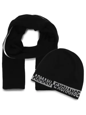 Armani Exchange Szal + czapka | z dodatkiem wełny