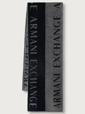 Armani Exchange szalik męski z wełną granatowy