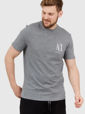 ARMANI EXCHANGE Szary t-shirt męski z wyszywanym logo, Rozmiar XXL