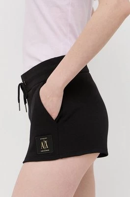 Armani Exchange szorty bawełniane kolor czarny z aplikacją medium waist