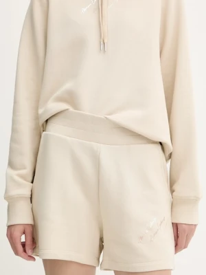 Armani Exchange szorty damskie kolor beżowy gładkie high waist XW000598 AF11852