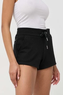 Armani Exchange szorty damskie kolor czarny gładkie high waist