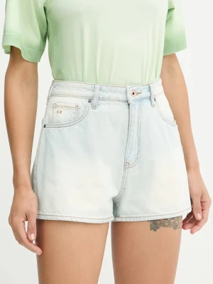 Zdjęcie produktu Armani Exchange szorty jeansowe damskie kolor niebieski gładkie high waist XW000135 AF12855