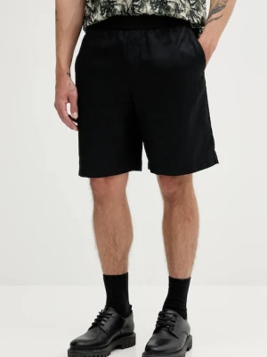 Armani Exchange szorty z domieszką lnu męskie kolor czarny XM000656 AF13180