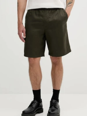 Armani Exchange szorty z domieszką lnu męskie kolor zielony XM000656 AF13180