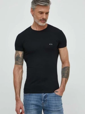 Armani Exchange t-shirt 2-pack męski kolor czarny gładki 956005 CC282 NOS