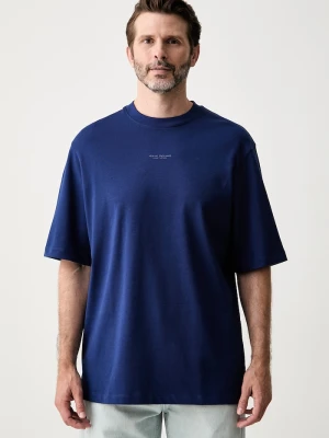 Armani Exchange T-shirt basic damski bawełniany niebieski