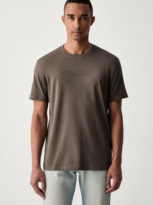 Armani Exchange T-shirt basic męski bawełniany brązowy