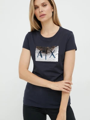 Armani Exchange t-shirt bawełniany granatowy