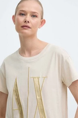 Armani Exchange t-shirt bawełniany damski kolor beżowy 8NYTMX YJG3Z