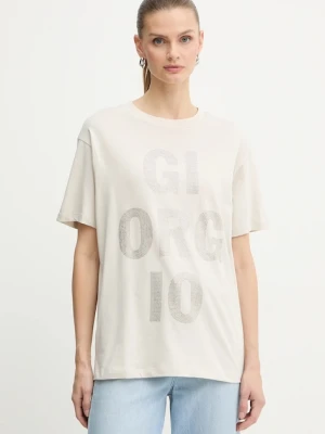 Armani Exchange t-shirt bawełniany damski kolor beżowy XW001354 AF17172