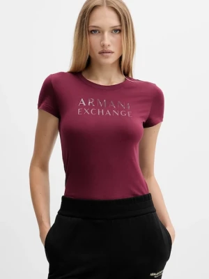 Armani Exchange t-shirt bawełniany damski kolor bordowy XW001357 AF10356