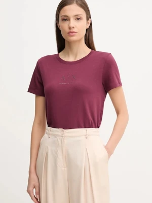 Armani Exchange t-shirt bawełniany damski kolor bordowy XW001459 AF10356