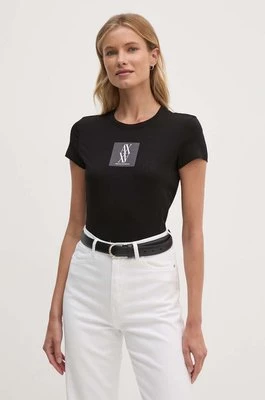 Armani Exchange t-shirt bawełniany damski kolor czarny 6DYT03 YJ3RZ