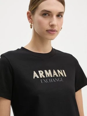 Armani Exchange t-shirt bawełniany damski kolor czarny 6DYT36 YJ7VZ