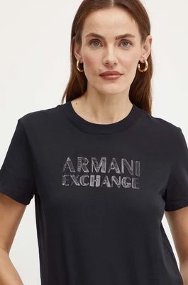 Armani Exchange t-shirt bawełniany damski kolor czarny XW000060 AF10354