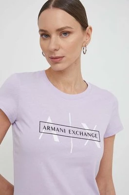 Armani Exchange t-shirt bawełniany damski kolor fioletowy 3DYT46 YJ3RZ