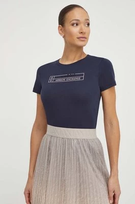 Armani Exchange t-shirt bawełniany damski kolor granatowy 3DYT01 YJ3RZ