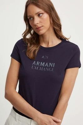 Armani Exchange t-shirt bawełniany damski kolor granatowy