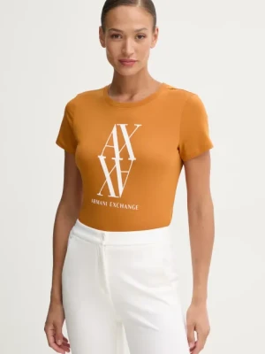 Armani Exchange t-shirt bawełniany damski kolor pomarańczowy 6DYT04 YJG3Z