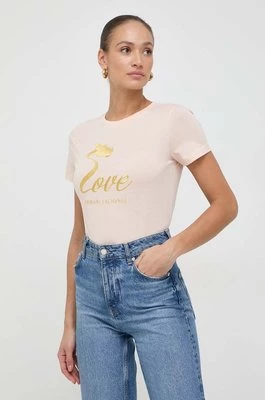 Armani Exchange t-shirt bawełniany damski kolor różowy 3DYT42 YJCNZ