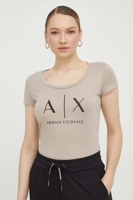 Armani Exchange t-shirt bawełniany kolor beżowy 8NYT70 YJ16Z NOS