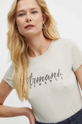 Armani Exchange t-shirt bawełniany kolor beżowy