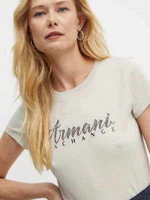 Armani Exchange t-shirt bawełniany kolor beżowy