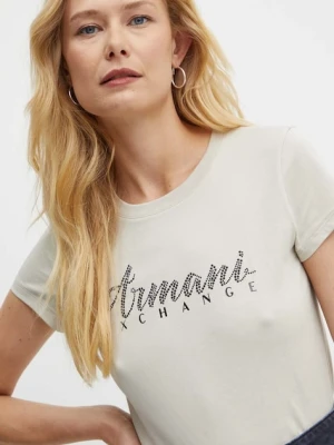 Armani Exchange t-shirt bawełniany kolor beżowy