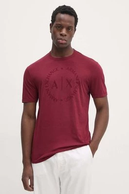 Armani Exchange t-shirt bawełniany kolor bordowy z nadrukiem