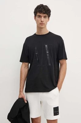 Armani Exchange t-shirt bawełniany kolor czarny z aplikacją 8NZTPQ ZJH4Z